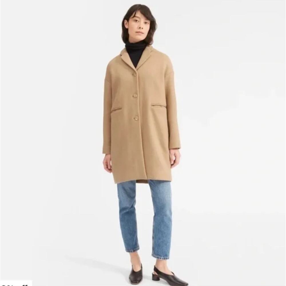 Everlane The Cocoon Wool Blend Dress Coat in Tan, Size 0